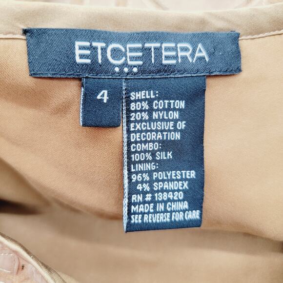 Etcetera by Carlisle Silk Blend Gold Crochet Pieced Pencil Skirt - Size 4 - Picture 4 of 4